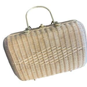 Vintage Mid Century Marchioness Wicker Handbag Purse Made in Hong Kong